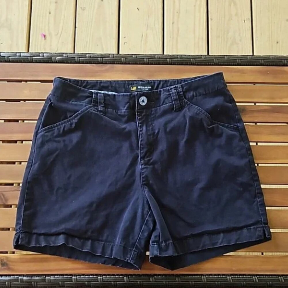 Lee Regular Fit Mid Rise Black Shorts 10